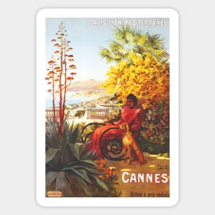 Retro poster - travel - vintage - Cannes Sticker